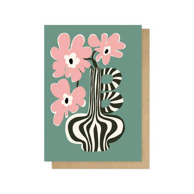 Floral Stripe Greetings Card