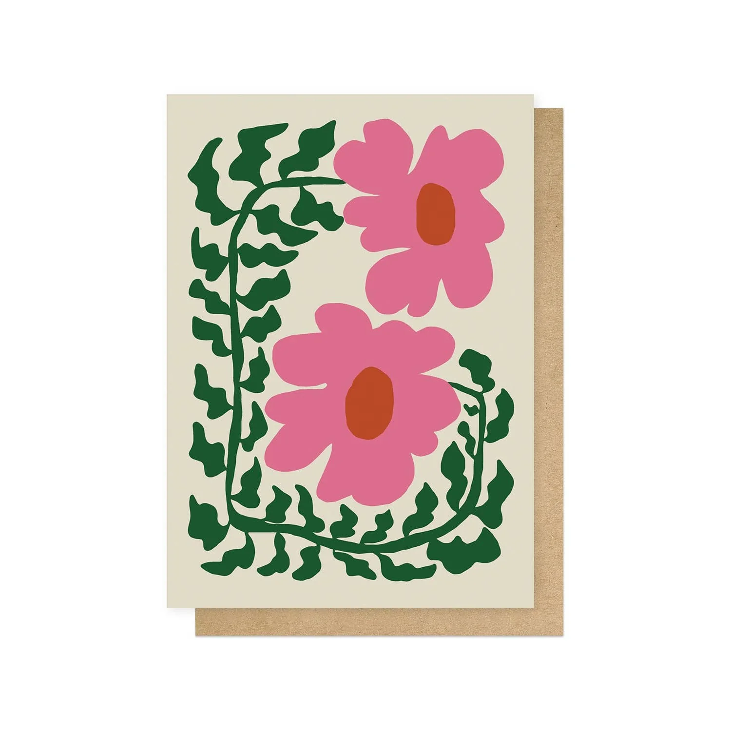 Fun Fern And Pink Poppy Greetings Card