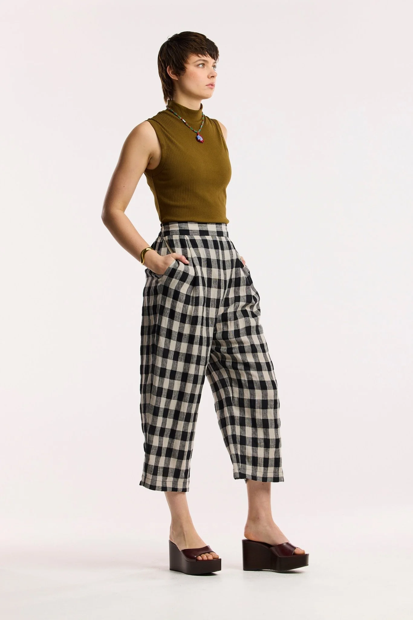 Laneway Check Barrel Leg Pant - Image 12