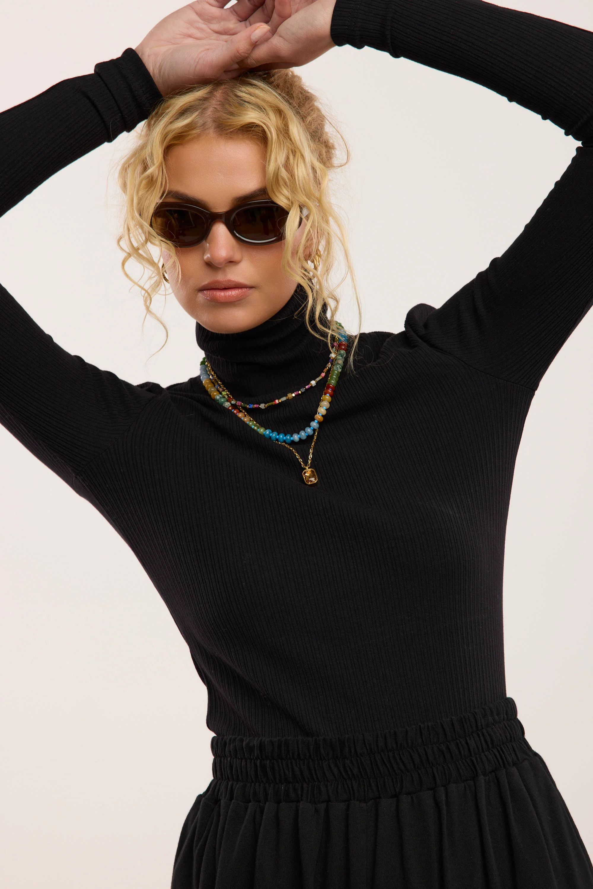 Traveller Rib Roll Neck Top